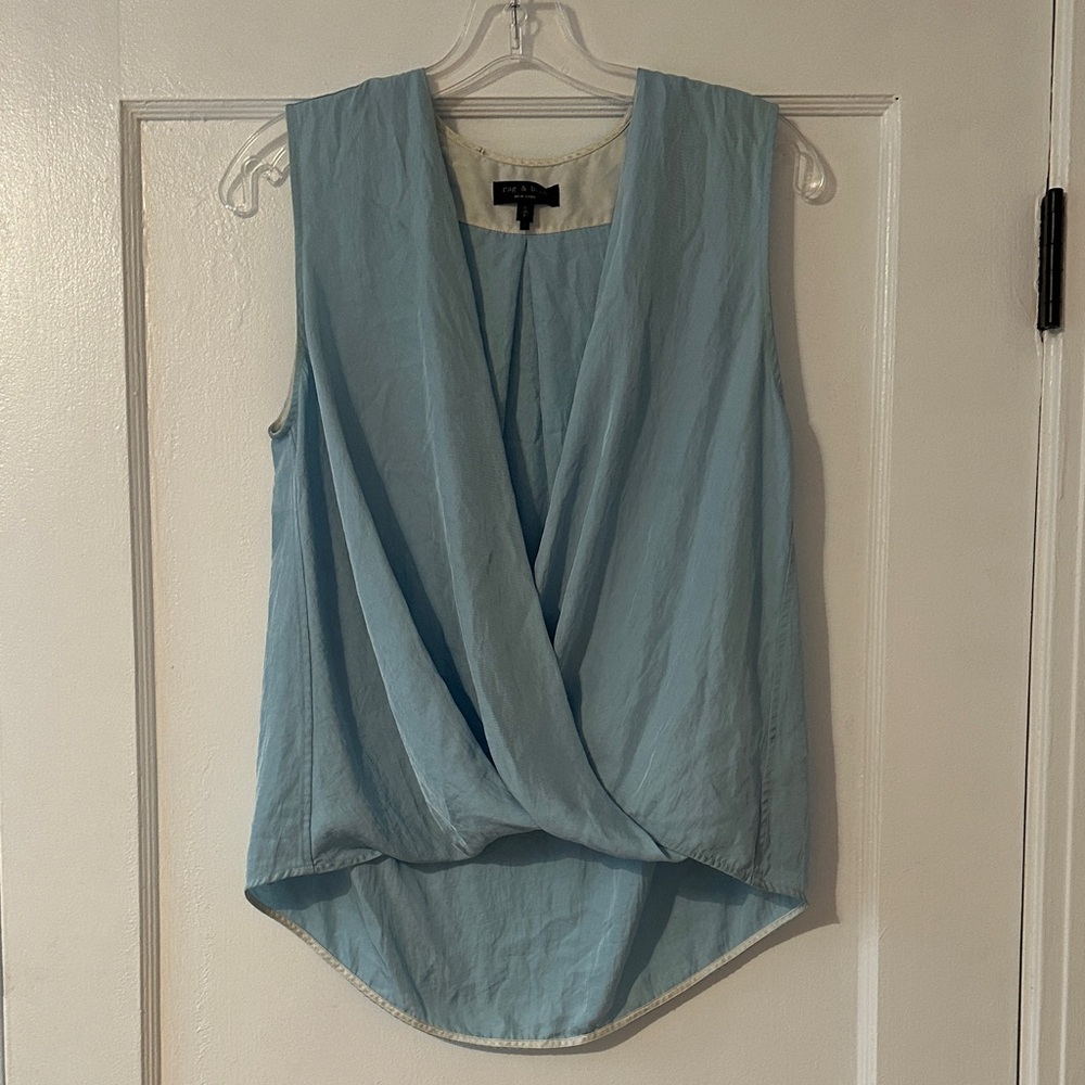 Rag & Bone Light Blue Draped Women's Blouse